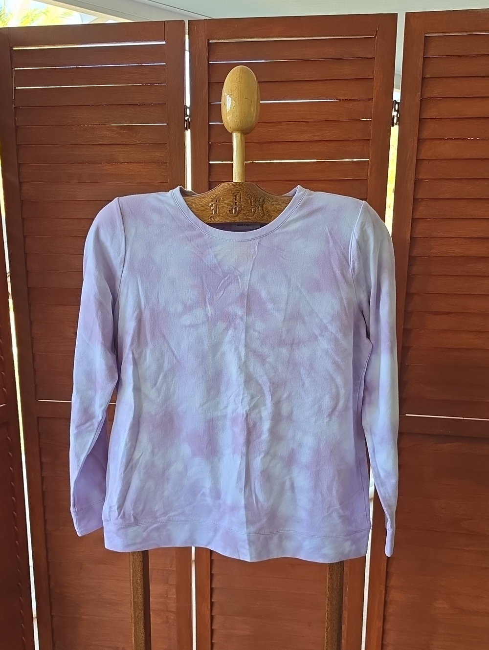 NWT Denim & Co. Lavender Tie-Dye French Terry Sweatshirt